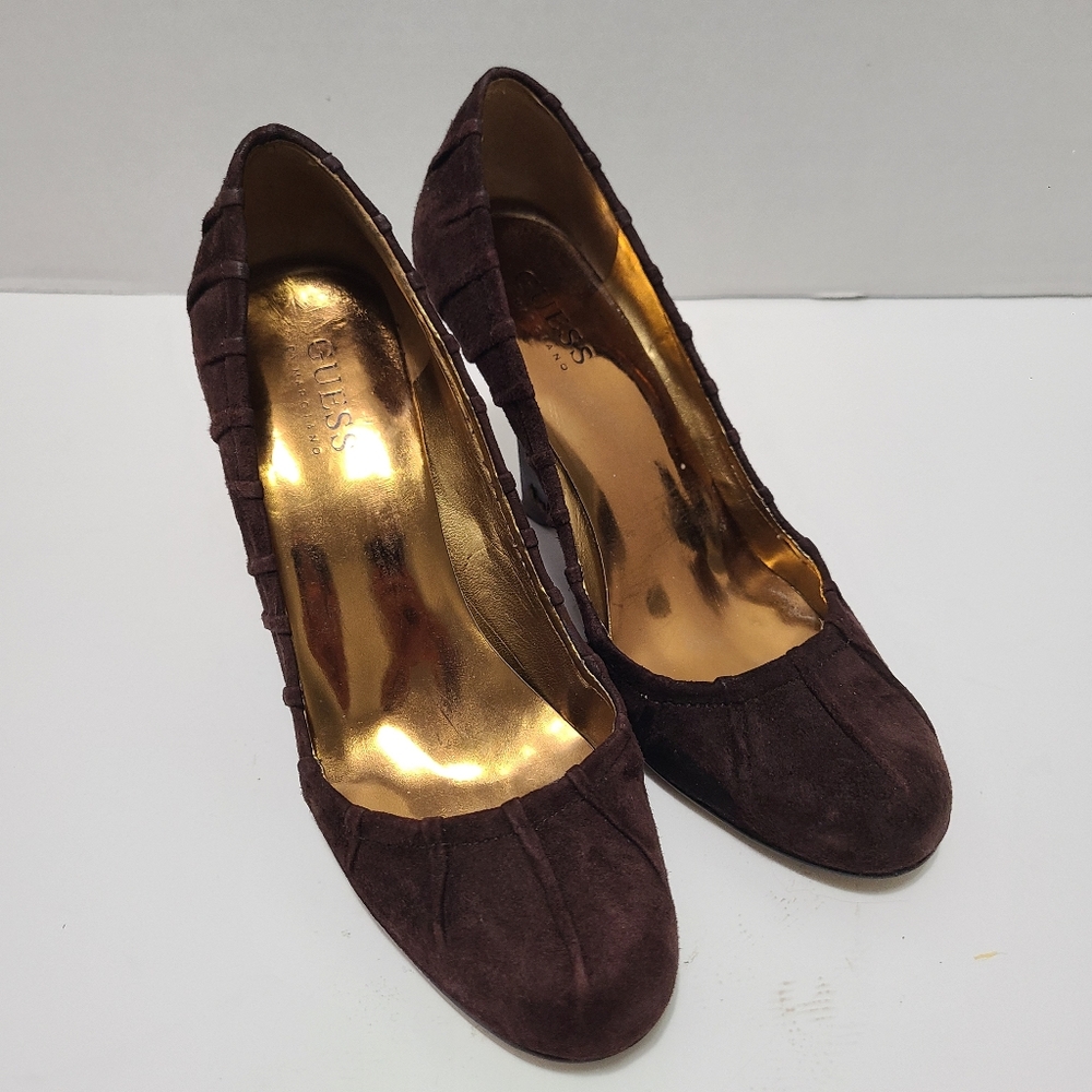 Guess by Marciano Women's Vintage Brown Suede Wedge Pump‎ Size 7